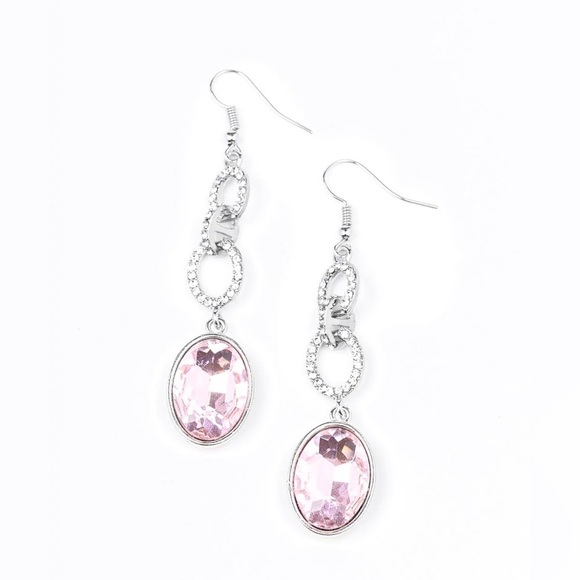 Elegant Silver and Pink Dangle Earrings - Picture 2 of 6